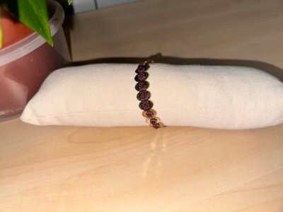 BRAZALETE DE ACERO PIEDRAS MORADAS - Imagen 2
