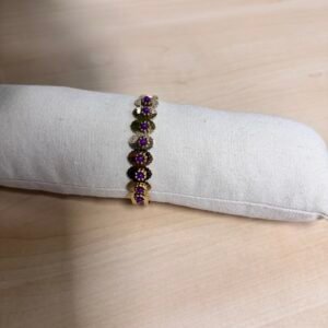 BRAZALETE DE ACERO PIEDRAS MORADAS