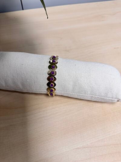 BRAZALETE DE ACERO PIEDRAS MORADAS