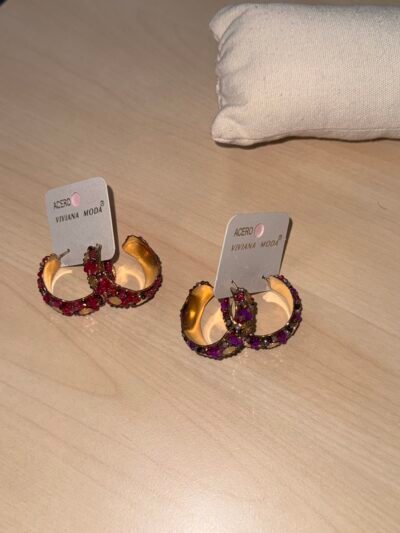 PENDIENTES ACERO CRISTALES COLORES
