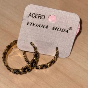 PENDIENTES ACERO FLORECITAS NEGRAS