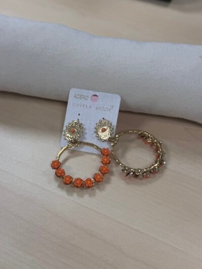PENDIENTES ACERO AROS FLORES ACRILICAS - Imagen 2