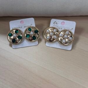 PENDIENTES ALEACION CON PERLA Y CRISTALES