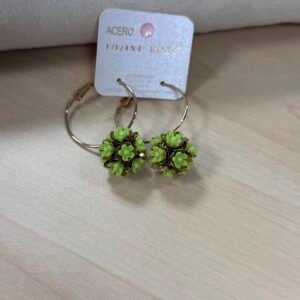 PENDIENTES ACERO DORADO Y ACRILICOS VERDES