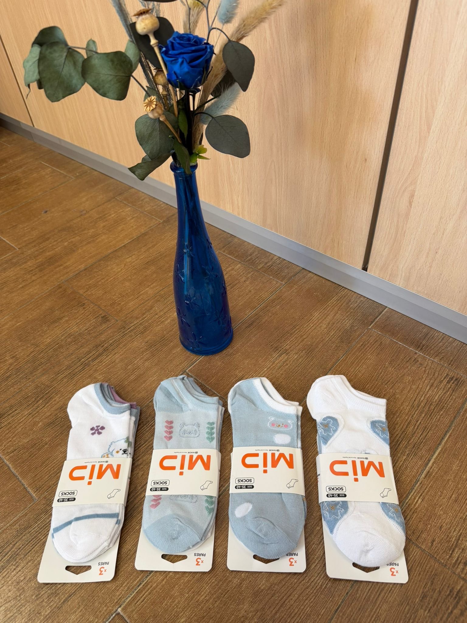 CALCETIN TOBILLERO AZULES x3